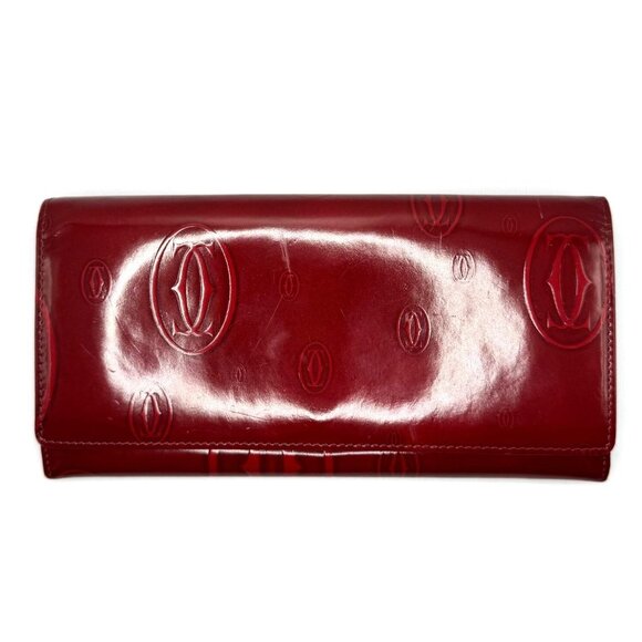 Cartier Handbags - Cartier Red Monogram Leather Long Wallet With Snap Closure